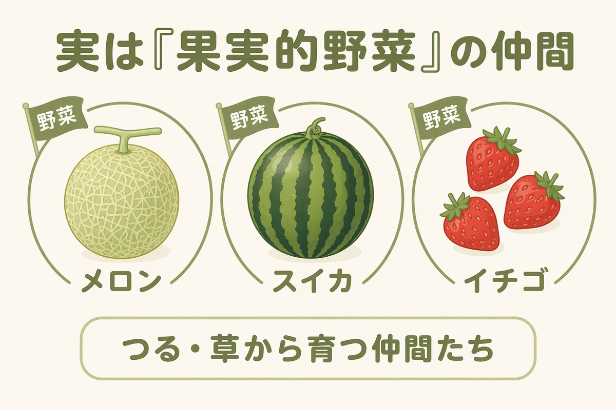 果実的野菜の仲間 メロン・スイカ・イチゴ つる・草から育つ仲間たち