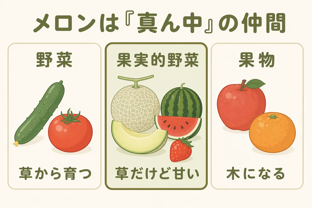 野菜・果実的野菜・果物の3分類 メロンは真ん中の果実的野菜