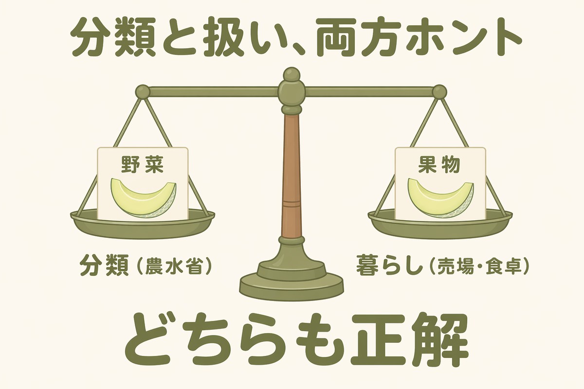 分類と扱い両方ホント 天秤 野菜（分類）と果物（暮らし）どちらも正解