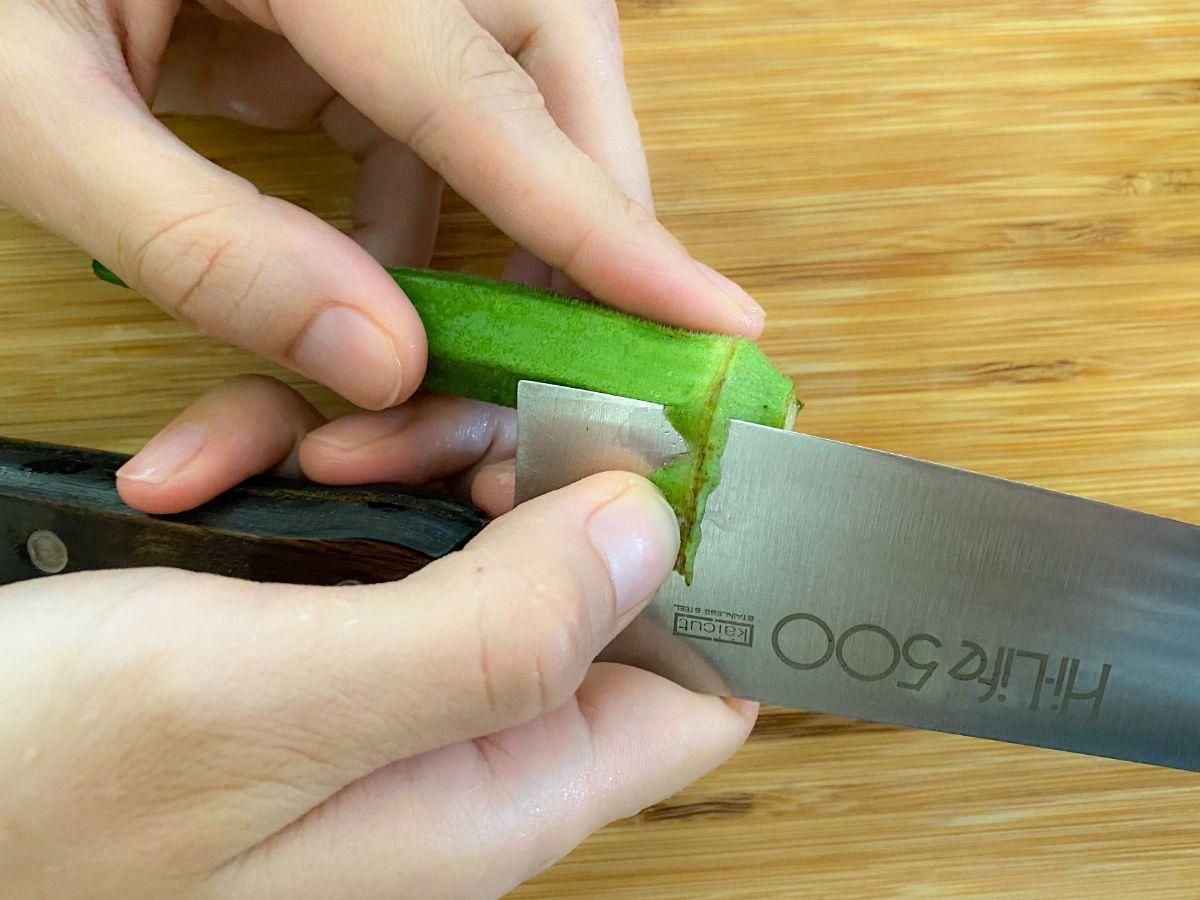 オクラのガク処理