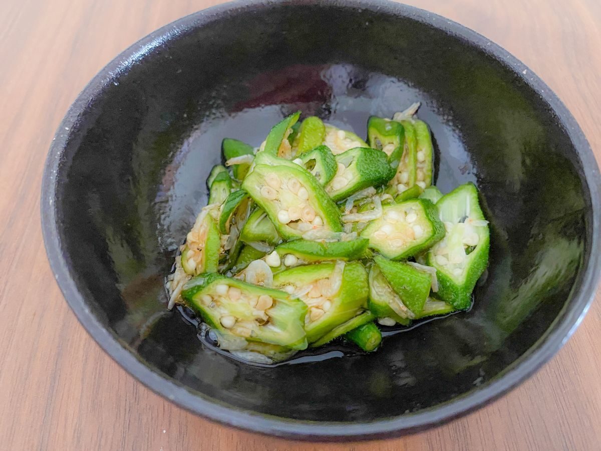 オクラの浅漬け白だしと桜えびの完成写真