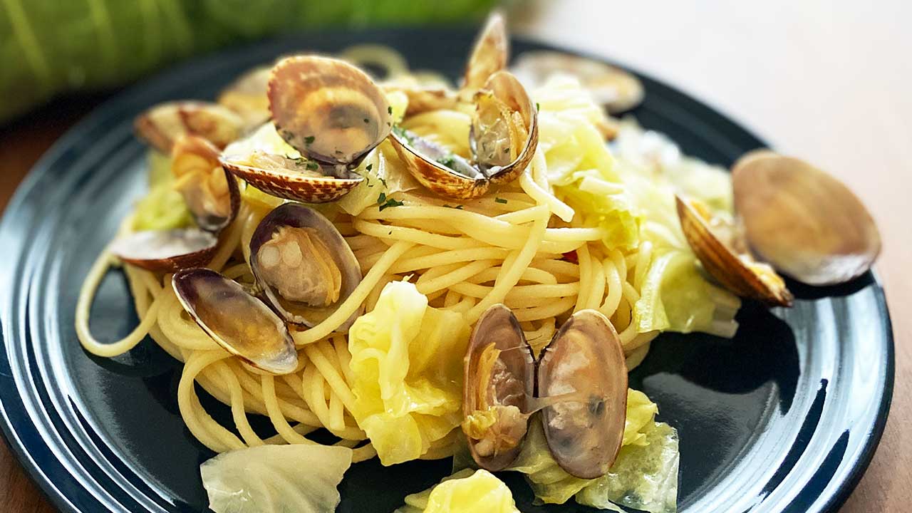 アサリと春キャベツのパスタ
