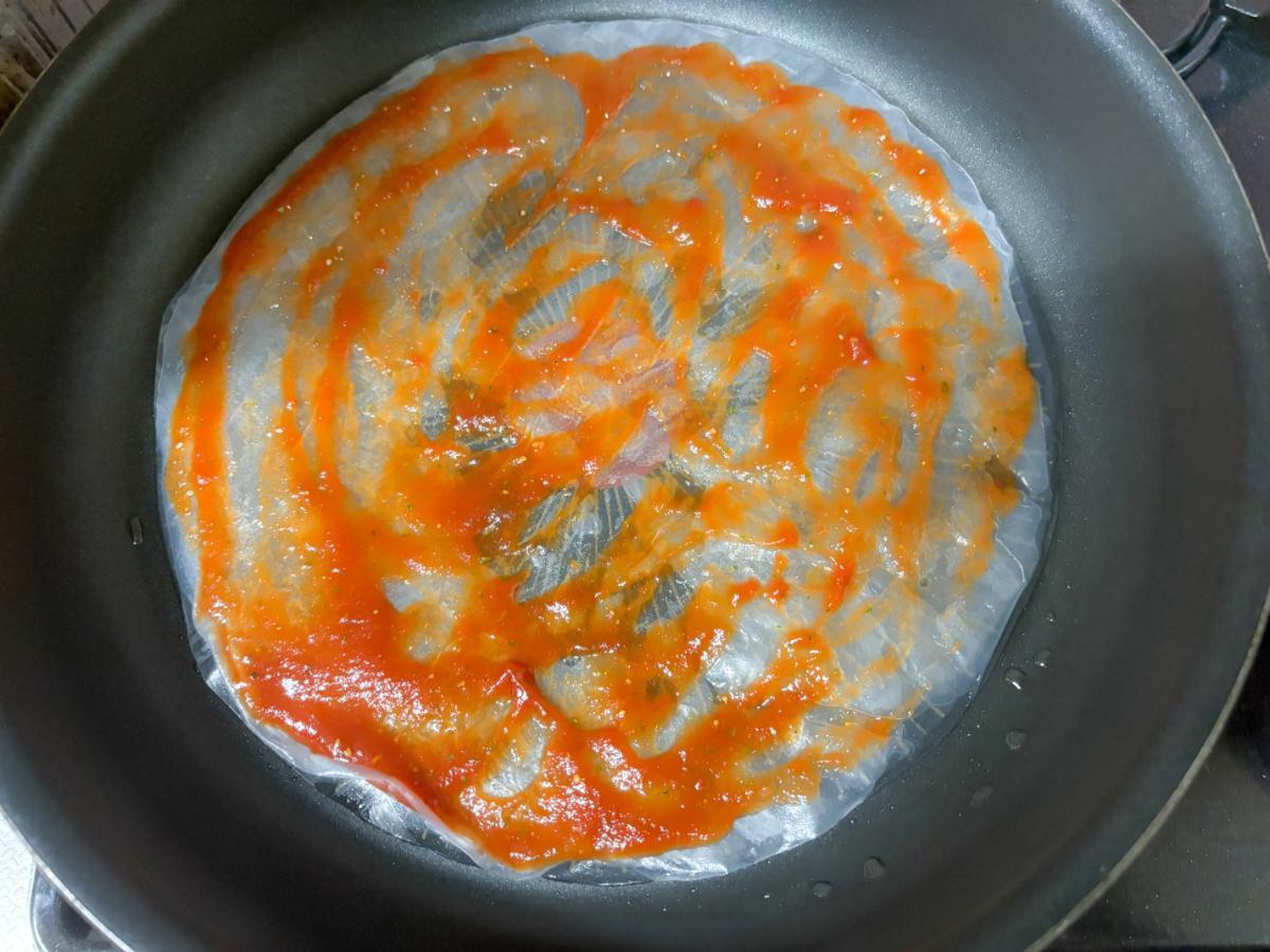 ケチャップを塗った様子