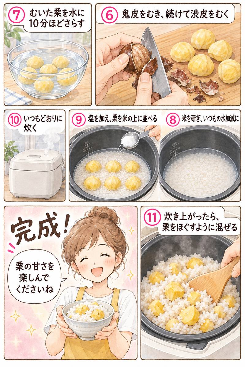 栗ごはんの作り方を紹介する漫画