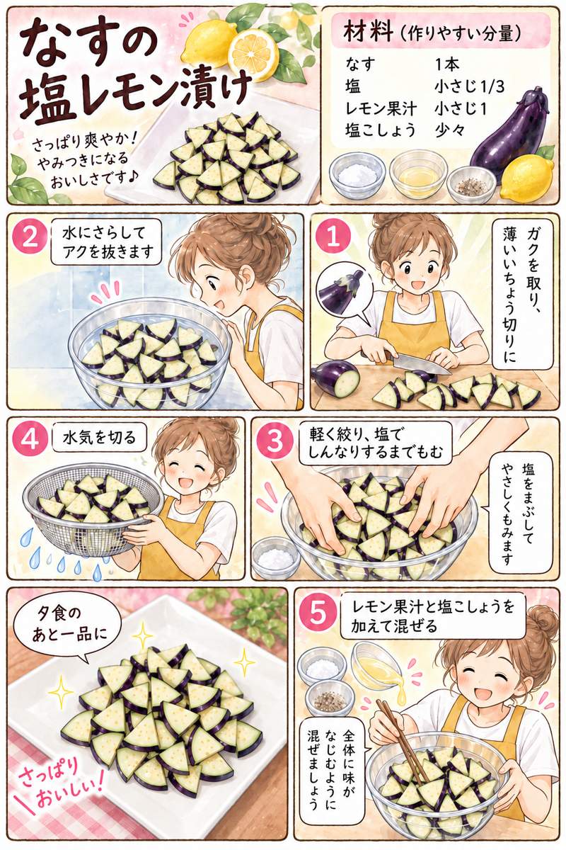 漫画 なすの塩レモン漬け